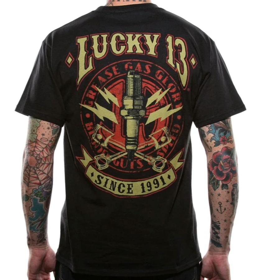 Lucky 13 ラッキー13 Tシャツ LUCKY13 PLUG 黒 : マンブルズ バンドT