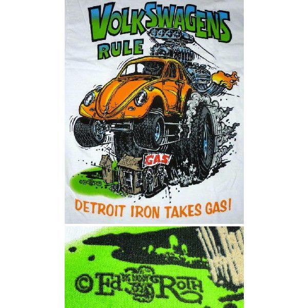 RAT FINK VW フォルクス ワーゲンTシャツ RULE! US正規品 Ed Roth ラットフィンク Rat Fink関連 : マン ...