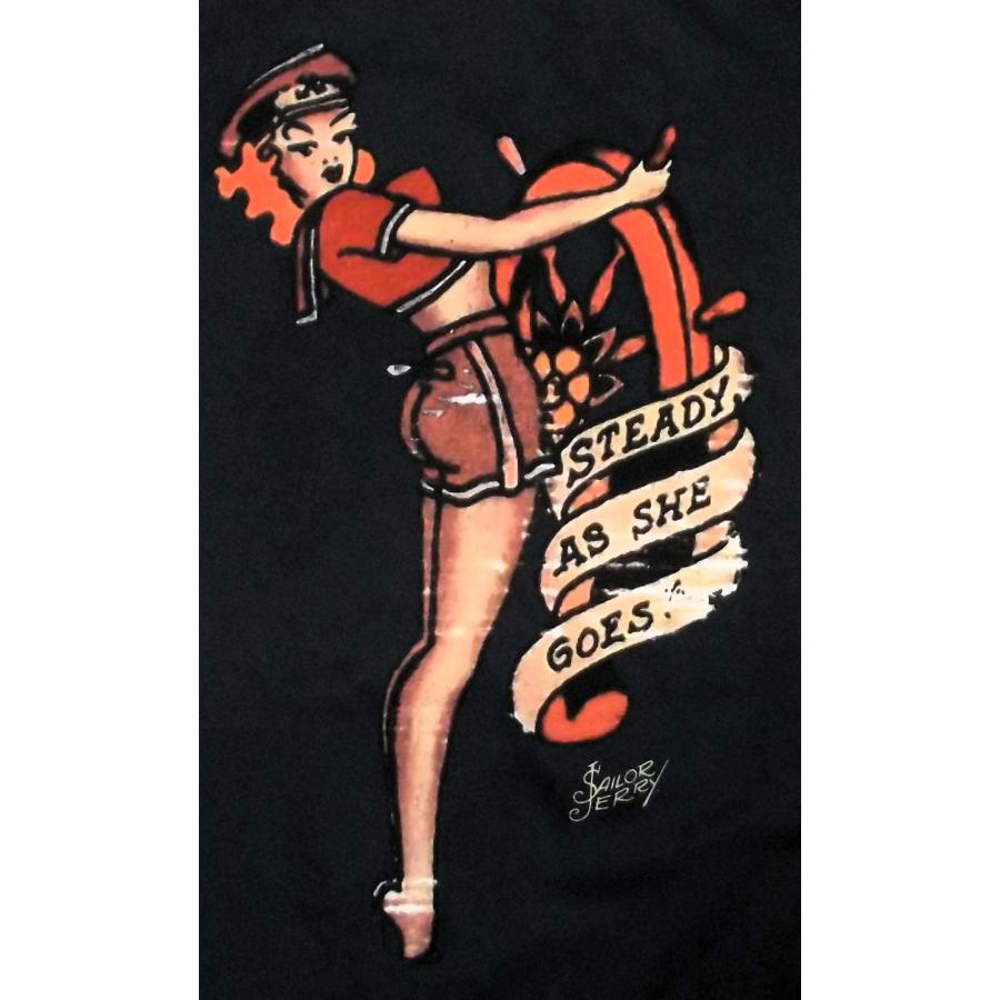 セーラー ジェリー Tシャツ Sailor Jerry Steady 紺 セーラー ガール タトゥー セーラー ジェリー Tシャツ Sailor Jerry Steady 紺 セーラー ガール タトゥー