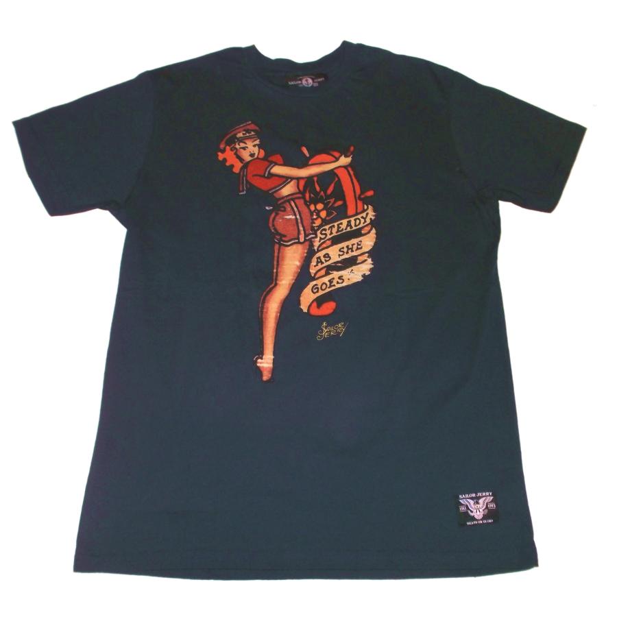 セーラー ジェリー Tシャツ Sailor Jerry Steady 紺 セーラー ガール タトゥー