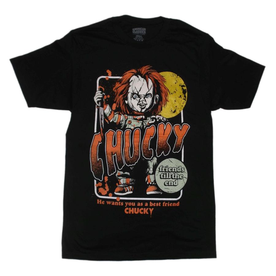 Chucky チャッキー プリントTシャツ チャイルドプレイ フェード ブラック Chucky チャッキー プリントTシャツ チャイルドプレイ フェード