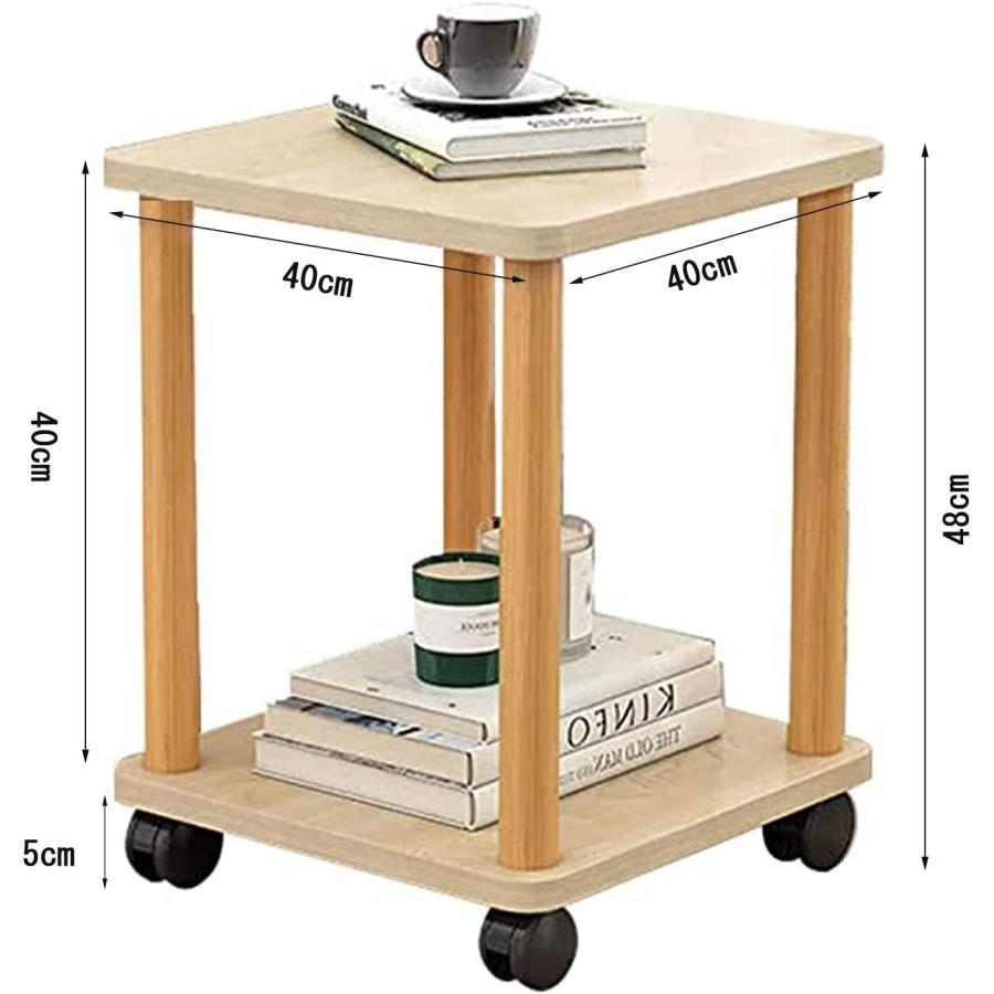 ベッドサイドテーブル サイドテーブル コーヒーテーブル ベッドサイドテーブル おしゃれ 木製 キャスター付き 360度回転 ミニテーブル 狭い寝室 2段ソファテーブ｜mumeilife｜02