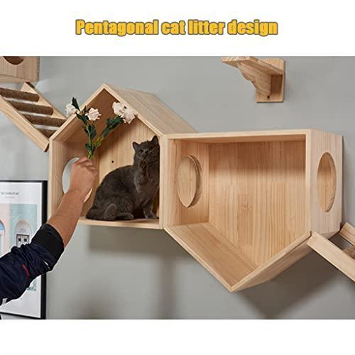 大型高級ペット猫アクティビティ家具壁掛け無垢材猫登山フレーム猫引っかき柱猫巣ジャンプ台登山ラダー吊り橋猫ラックセット 