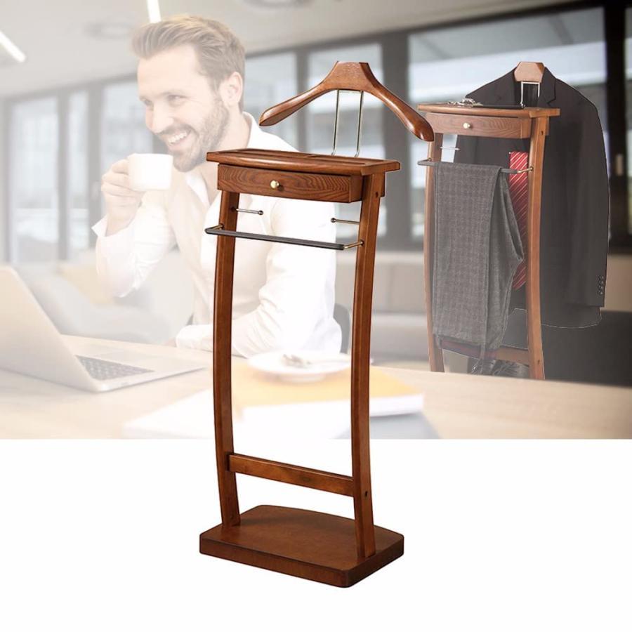 コートラック スーツ バレット スタンド ハンガー ズボン バー付き 木製 スーツ バレット スタンド 衣類ラック 組み立て簡単 オフィス