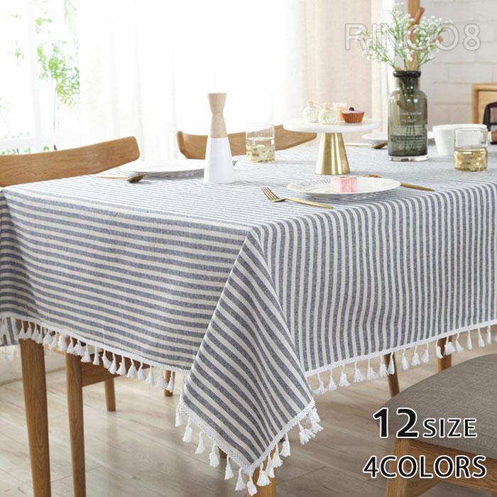 テーブルクロス 北欧 おしゃれ テーブルクロス ストライプ柄 テーブルマット 綿麻 汚れ防止 テーブルカバー 長方形 お手入れ簡単 インテリア 縁取り As Tablecloth02 Muストア 通販 Yahoo ショッピング