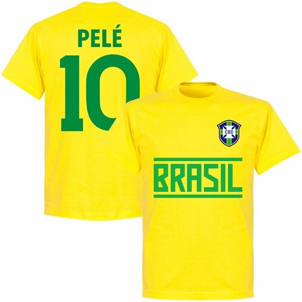 予約RET06】RE-TAKE ブラジル代表 Team Tシャツ 10番 ペレ イエロー