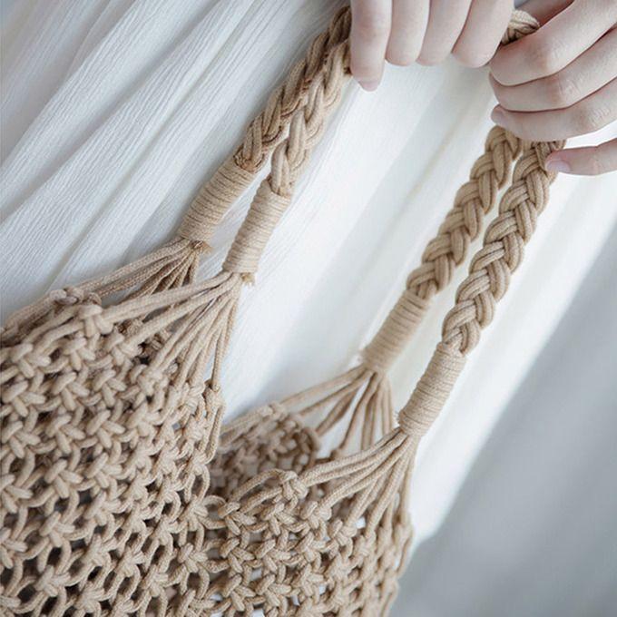 レディース マクラメ バッグ ロープ編み 編みバッグ かごバッグ 太糸