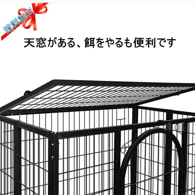 ほぼ未使用 ペットケージ 鉄製 犬檻 犬小屋 ケージ ペットサークル ドッグケージ ペットフェンス 大型 中型犬用 ペット用品 ダブルドア キャスター付き 【V2563610418】(14314円)