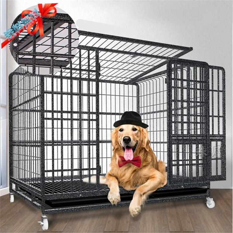 ほぼ未使用 ペットケージ 鉄製 犬檻 犬小屋 ケージ ペットサークル ドッグケージ ペットフェンス 大型 中型犬用 ペット用品 ダブルドア キャスター付き 【V2563610418】(14314円)