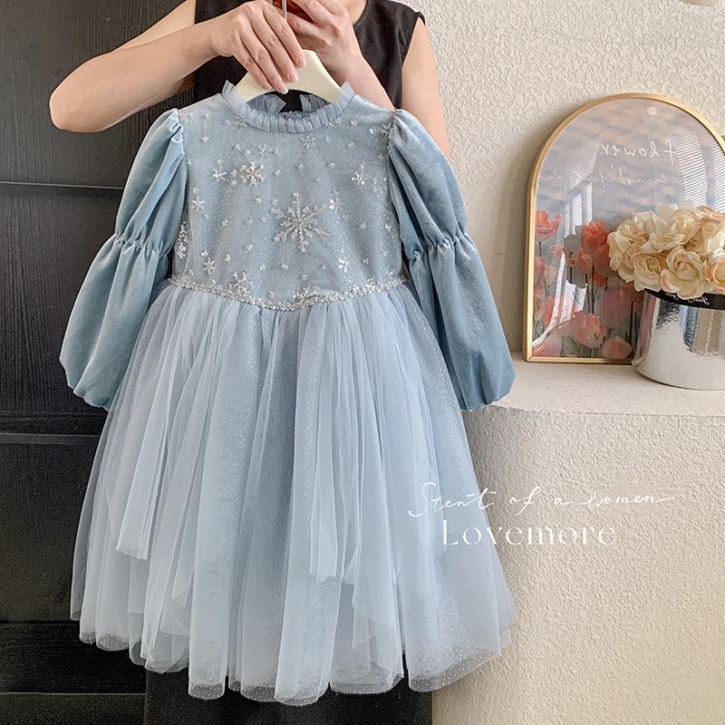 予約販売】90〜140cm プリンセス風チュールドレス 長袖 : 子供服の 