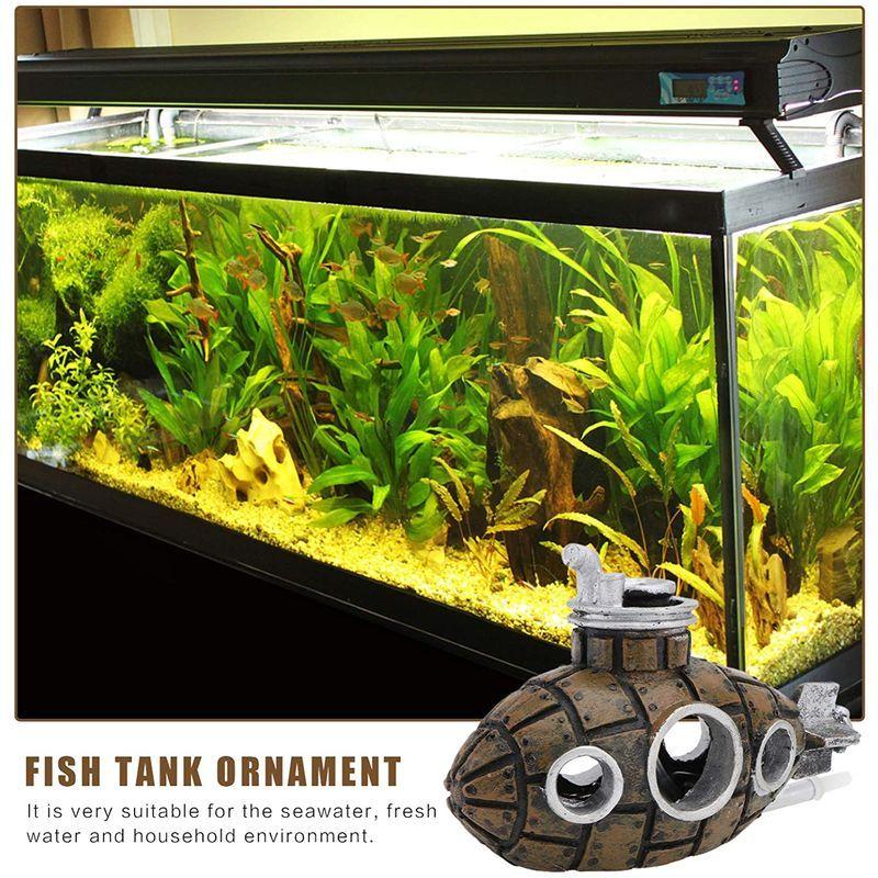 Popetpop 100 安い アクアリウム 水槽 オブジェ オーナメント 潜水艦 隠れ家 樹脂 水槽用飾り 観賞魚 熱帯魚 魚 装飾 エビ