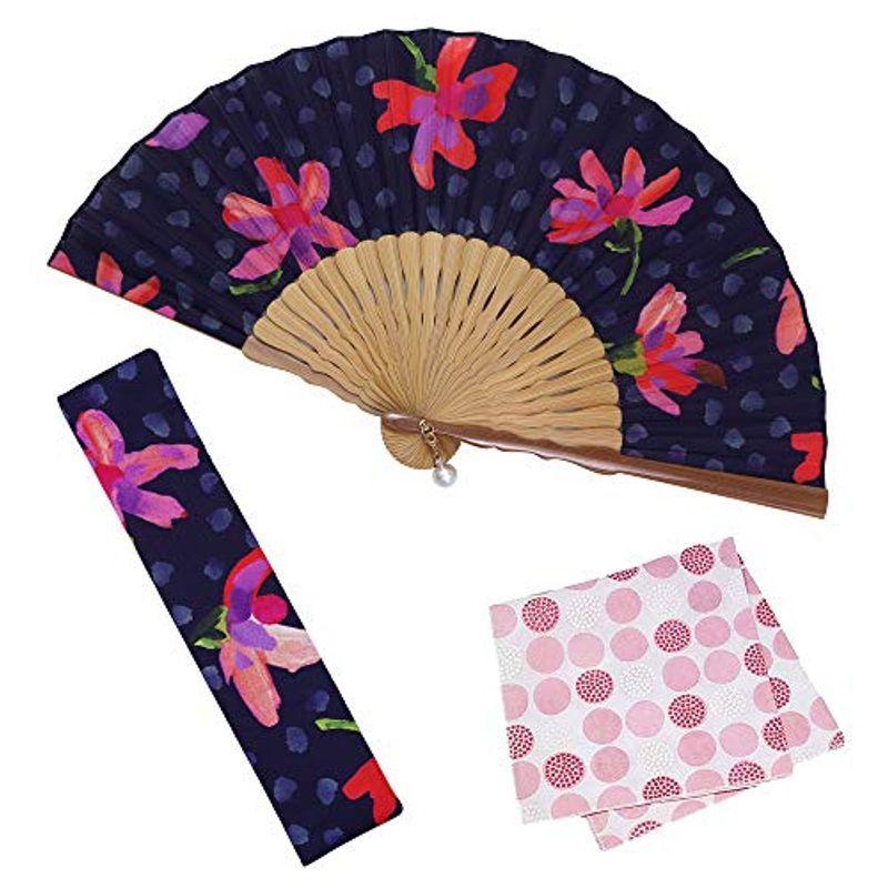 大阪 長生堂 扇子 レディース 女性用 高級 ビジネス 扇子入れ ハンカチ付セット 和装小物 リバティ サンデイジー 100 品質保証