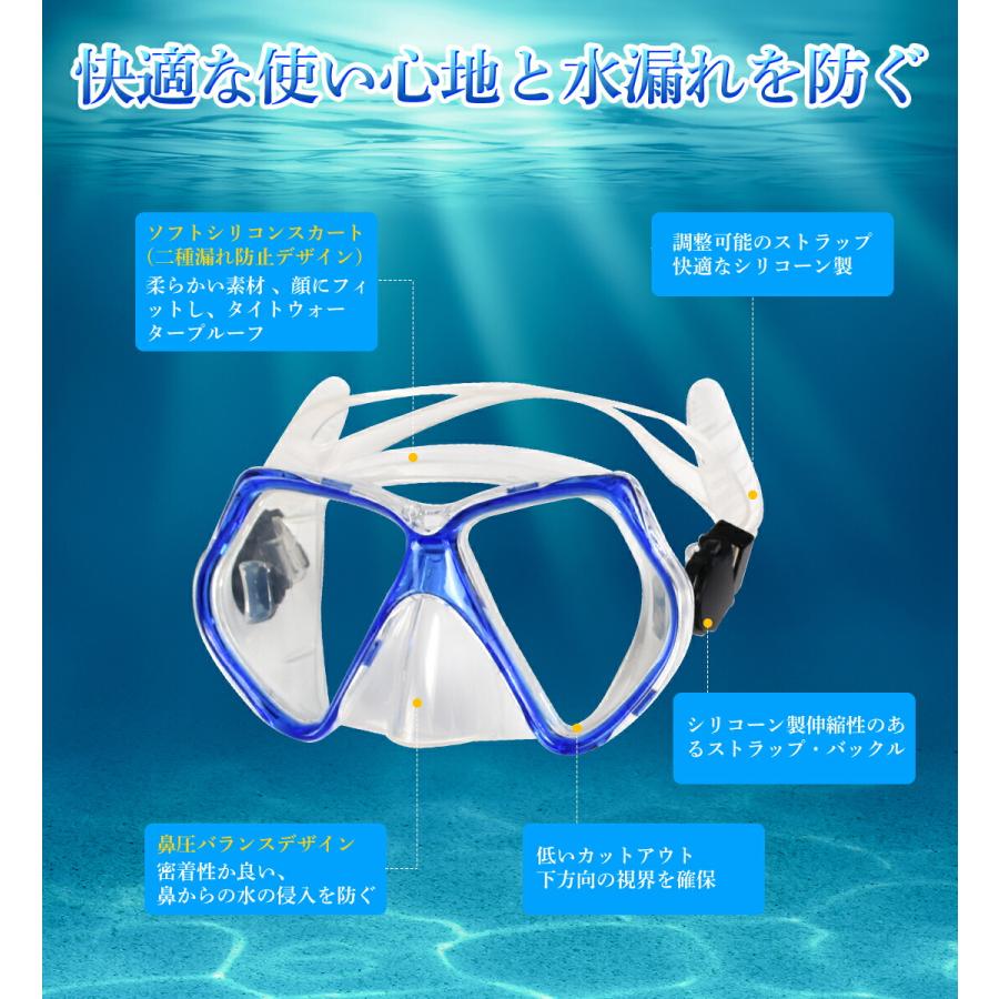 シュノーケル セット 大人用 マスク スノーケル ドライスノーケル 曇り