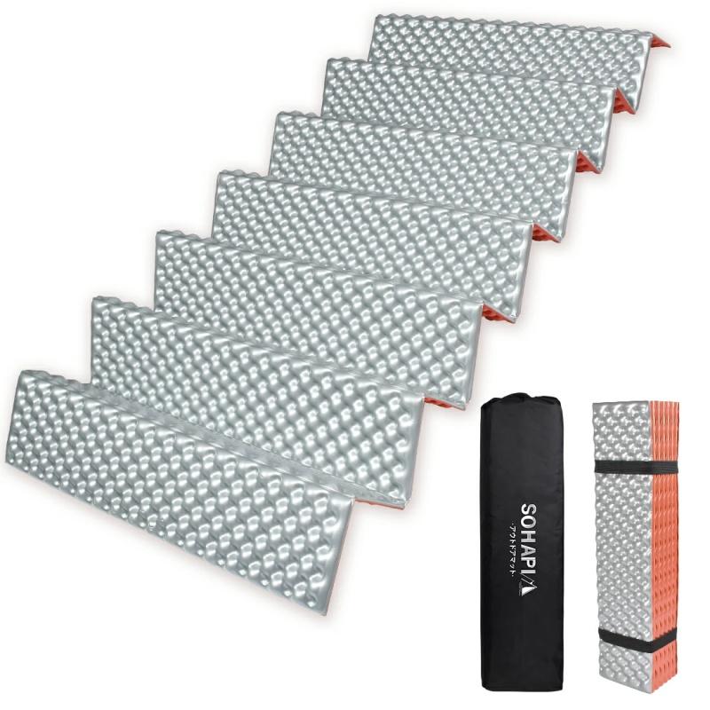 キャンプマット 2人用 アウトドアマット 折りたたみ 極厚 18mm アルミ加工 軽量 コンパクト 防水 収納バッグ付き 車中泊マット 登山