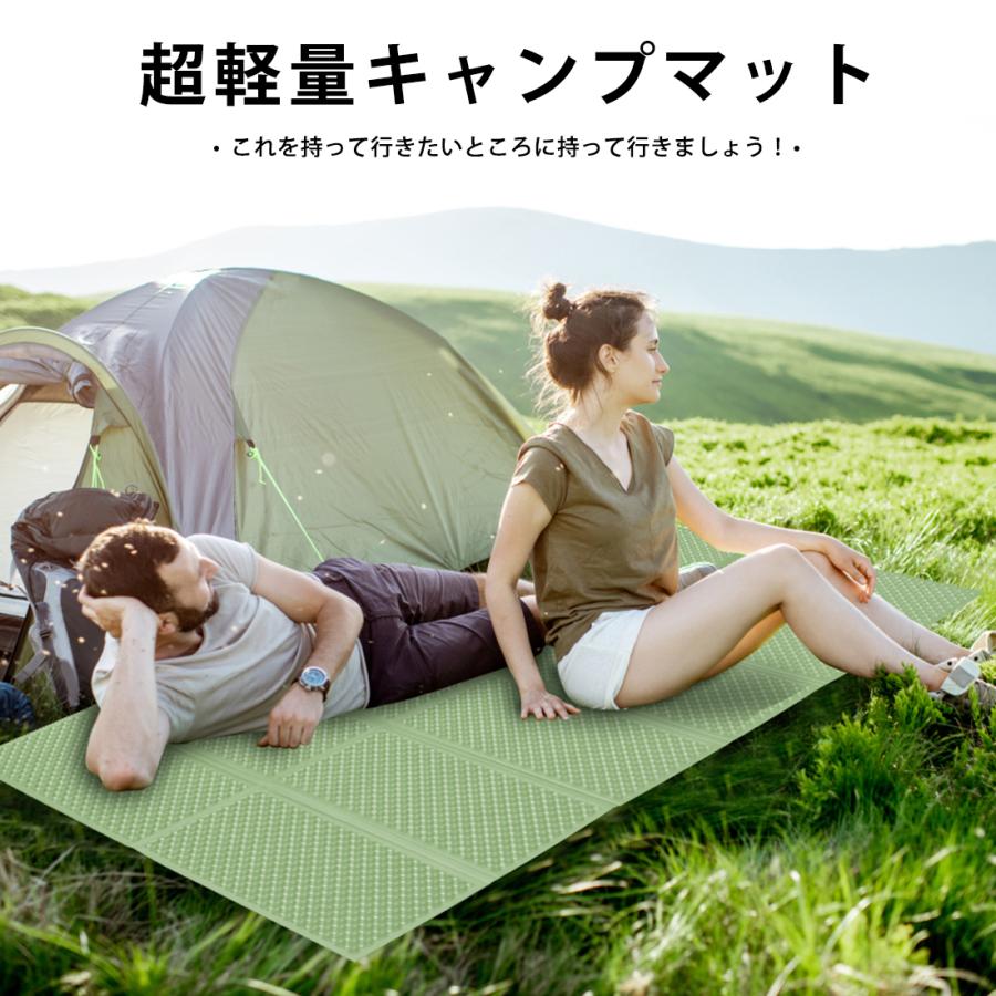 キャンプマット 2人用 アウトドアマット 折りたたみ 極厚 18mm アルミ加工 軽量 コンパクト 防水 収納バッグ付き 車中泊マット 登山