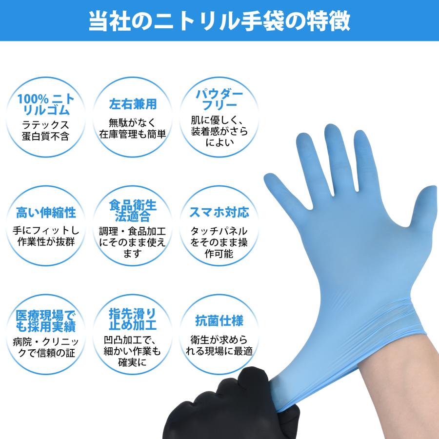ニトリル手袋 厚手抗菌 1000枚使い捨て手袋 プロ仕様 耐油・耐久 食品