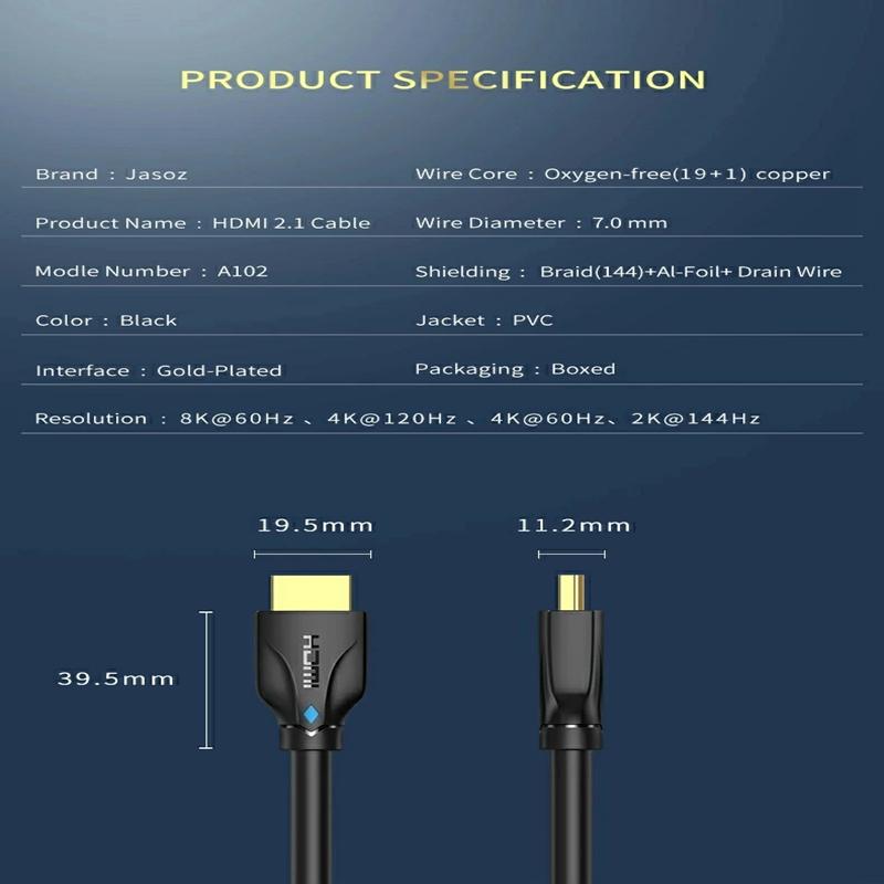 HDMI ケーブル 8K 【2m/5m】 HDMI 2.1ケーブル ハイスピード 48Gbps /8K 60Hz /HDR /eARC対応 2.1規格 ゲーミング PC モニター ディスプレイ PS5 Switch｜murakami-store｜14