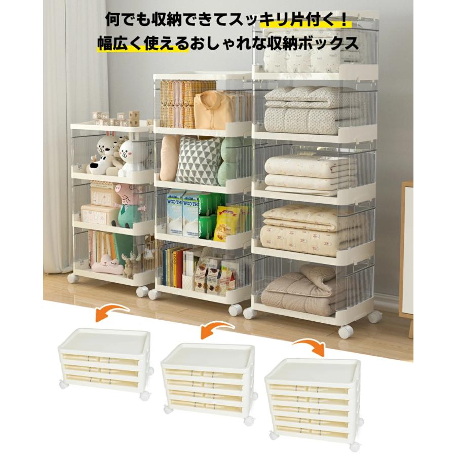 収納ボックス 収納ラック 折り畳み 網状 三段 キャスター付 ホワイト 白 収納ボックス 折りたたみ 3段 4段 5段 キャスター付き 移動式 衣類