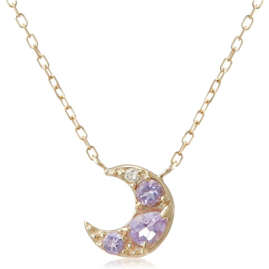 プレゼント対象商品 キャーロ ディ ディアマンテ Chiaro Di Diamante K10イエローゴールド アメシスト ダイヤモンド ムーンペンダントネック 早者勝ち Skylanceronline Com