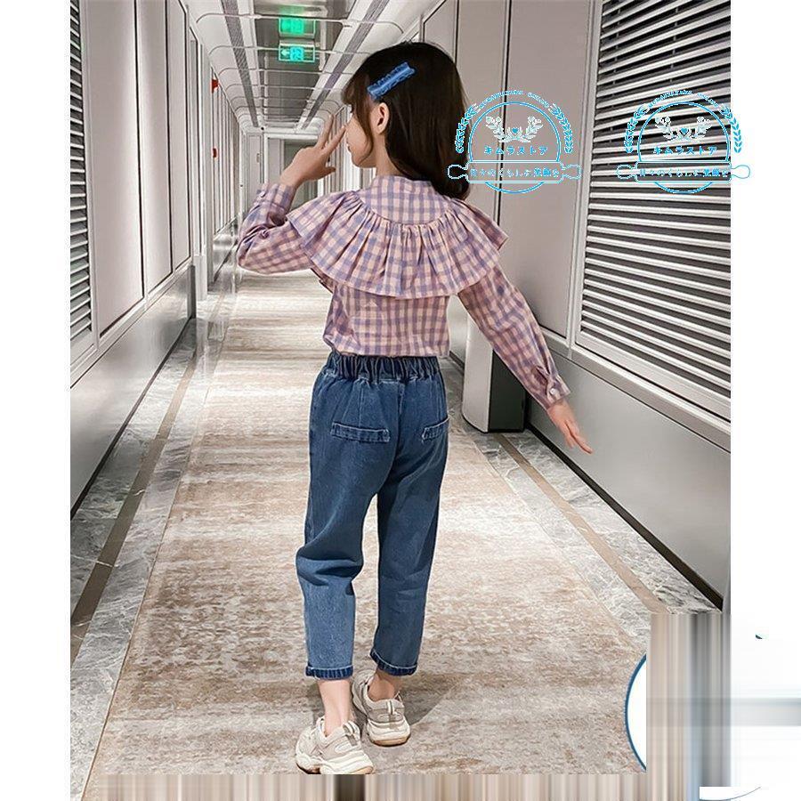 人気カラーの 子供服セットアップ キッズ 女の子 春秋 上下セット 長袖 チェック柄シャツ ジーンズ ジュニア カジュアル 可愛いシンプル おしゃれ お出かけ 普段着 通学着 2色 Dprd Jatimprov Go Id