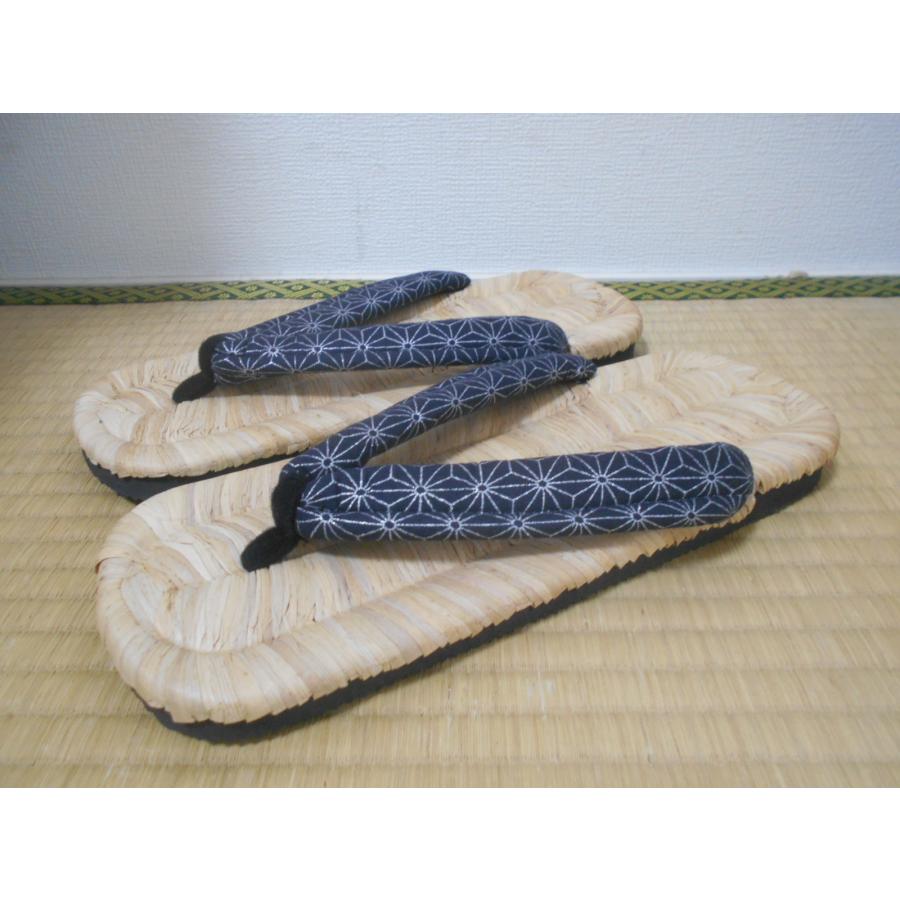 雪下草 手造り 雪駄 草履 竹皮表 畳表 紺麻の葉柄鼻緒 LLサイズ 
