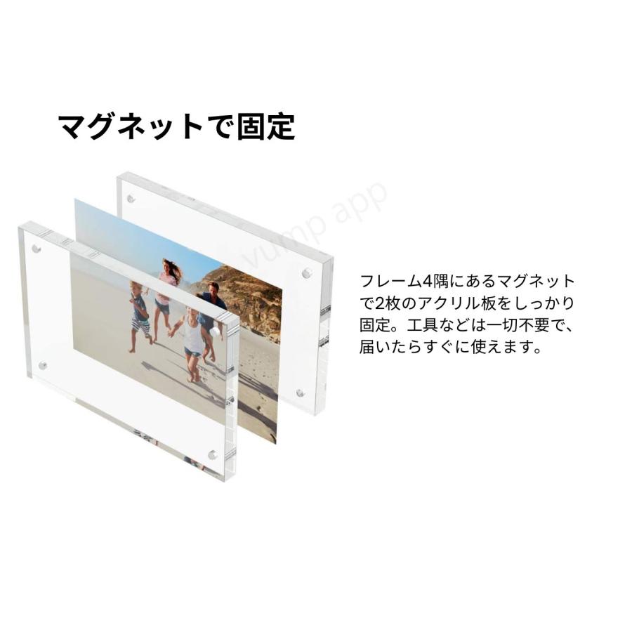 フォトフレーム アクリル 透明 写真立て 2L判 / 正方形 ましかく