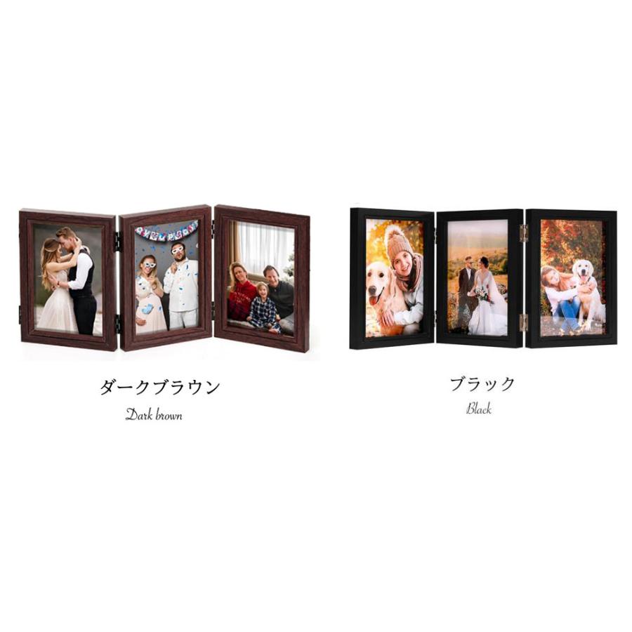 フォトフレーム 2l 3面 木製 写真立て 3枚 縦置き おしゃれ かわいい