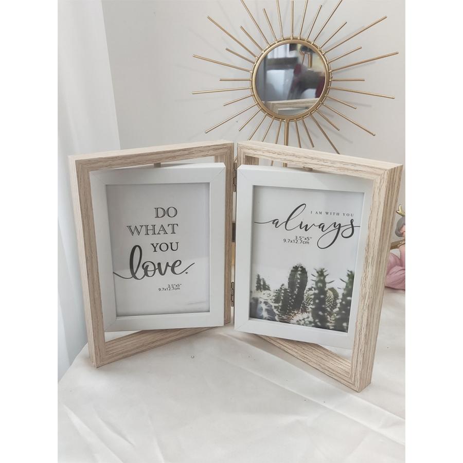 フォトフレーム 2l / l判 2面 木製 写真立て 2枚/4枚 ガラス 2