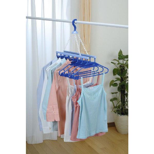 ブラッドリー ハンガー 下村企販 エアリーハンガー8連 ネイビーブルー 30128 洗濯物干し