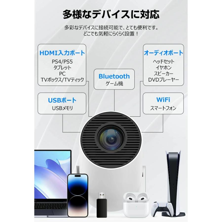 プロジェクター 16000LM 1080P Wi-Fi6 4K対応 小型 天井投影