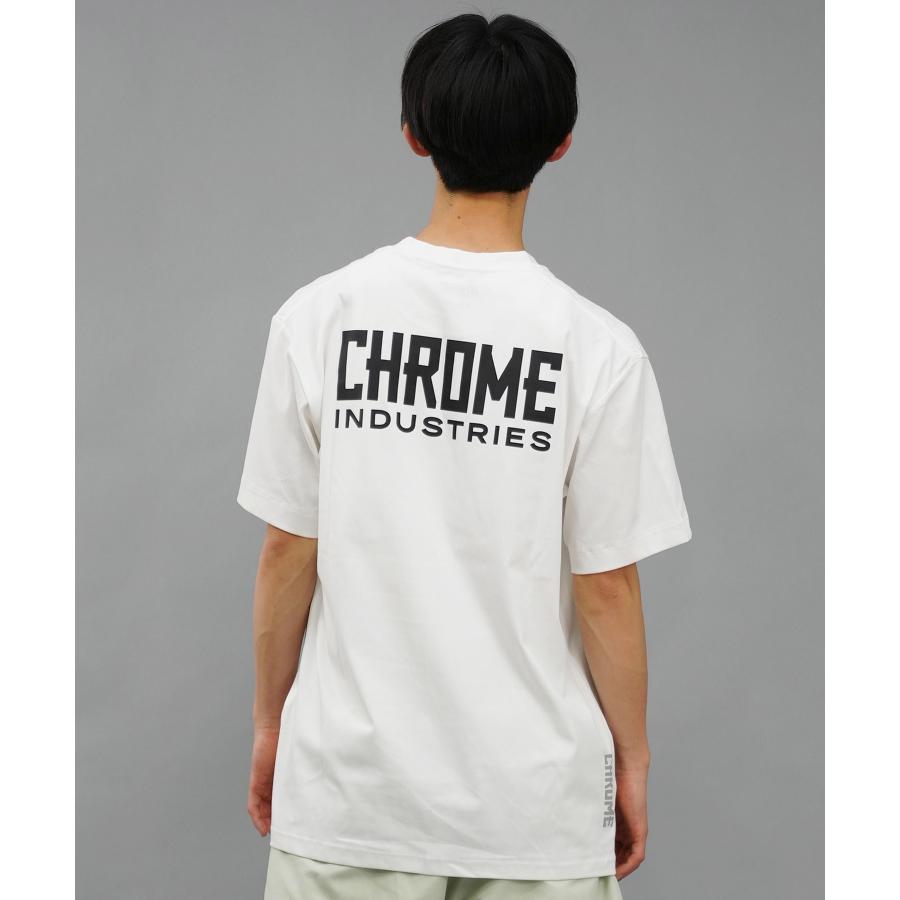CHROME クローム メンズ Tシャツ 半袖 バックプリント ビッグシルエット ユーティリティ UVケア JP235WH｜murasaki｜03