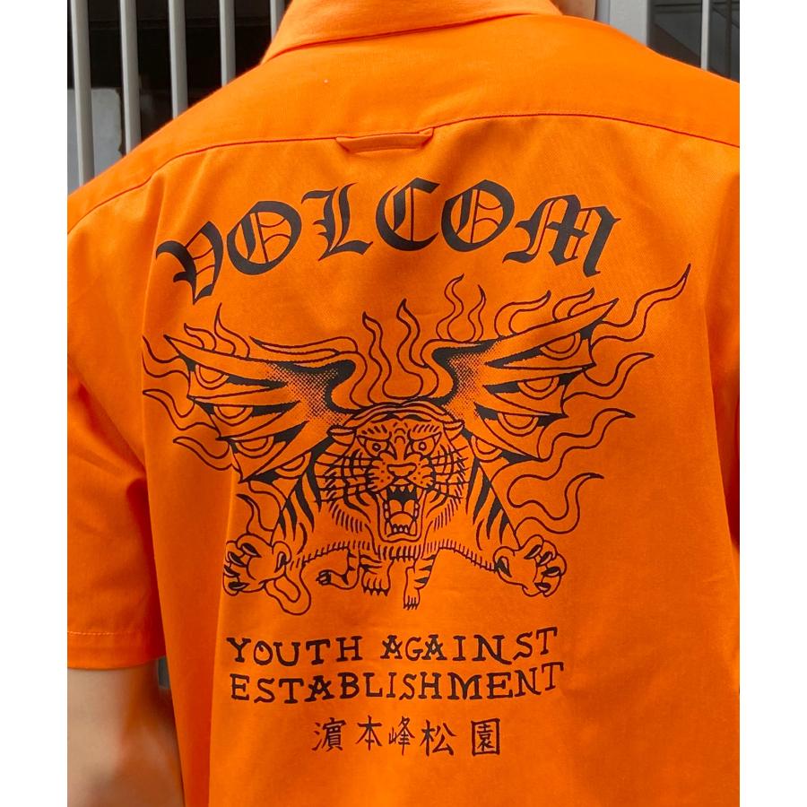 VOLCOM ボルコム メンズ 半袖 ワークシャツ バックプリント シンプル オレンジ A0412416｜murasaki｜05