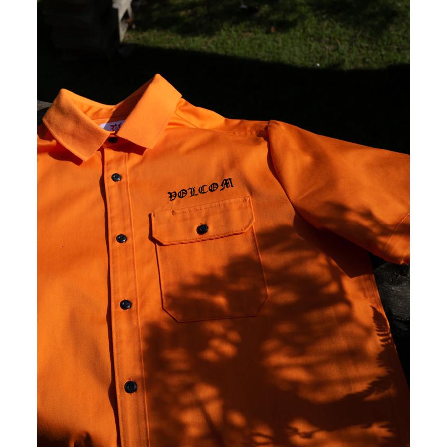 VOLCOM ボルコム メンズ 半袖 ワークシャツ バックプリント シンプル オレンジ A0412416｜murasaki｜09