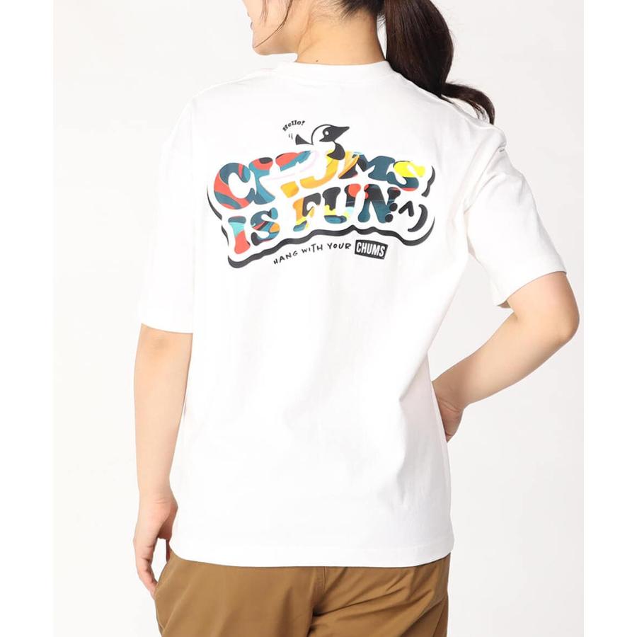 CHUMS チャムス Oversized CHUMS IS FUN T-Shirt レディース Tシャツ バックプリント DESI CH11-2357｜murasaki｜05