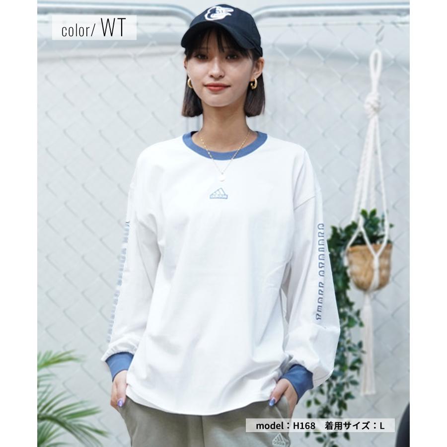 adidas アディダス レディース 長袖 Tシャツ ロンT オーバーサイズ クルーネック ルーズフィット JSY07｜murasaki｜04