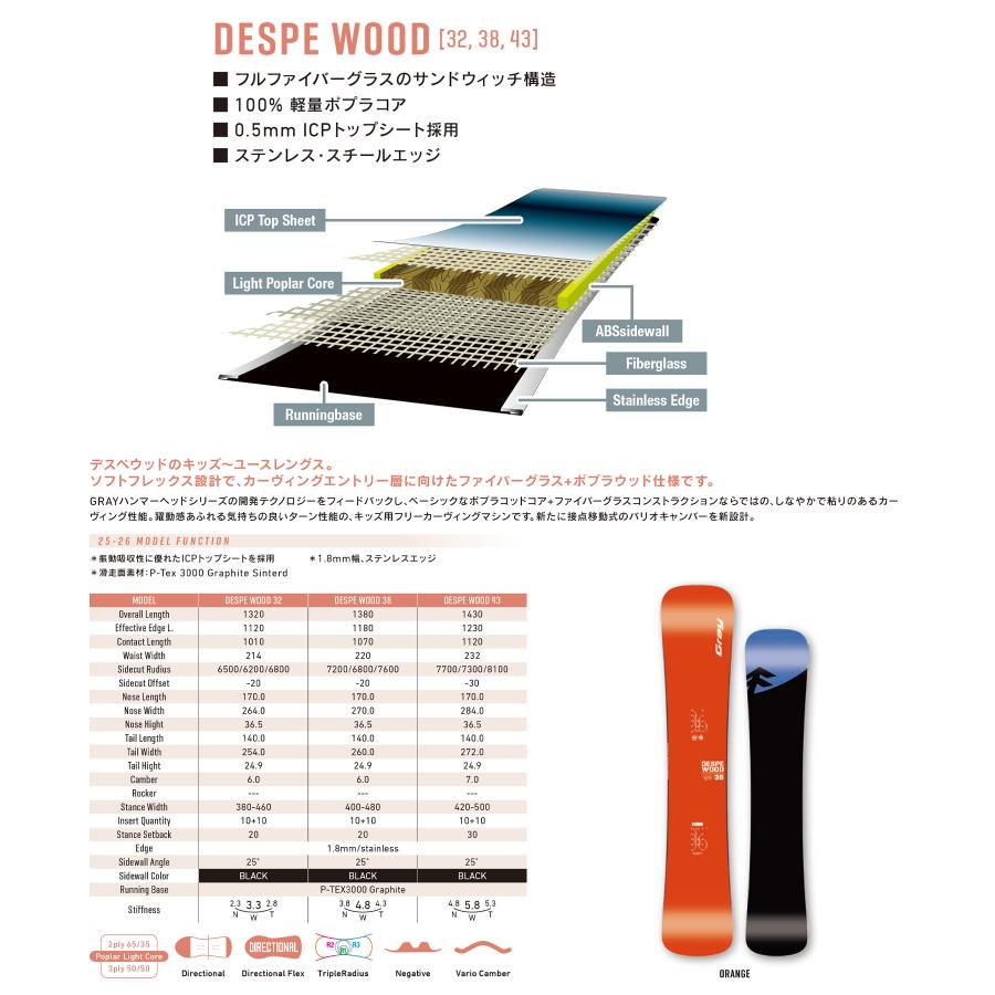GRAY グレイ スノーボード 板 ユニセックス DESPE WOOD ムラサキ