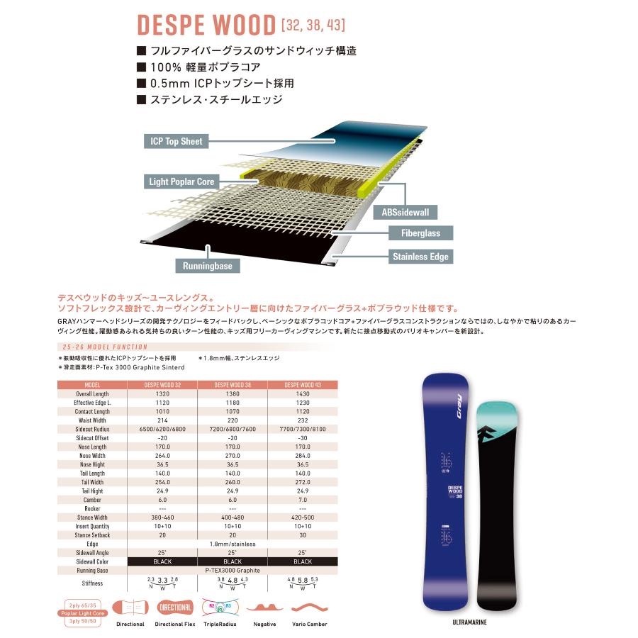 GRAY グレイ スノーボード 板 ユニセックス DESPE WOOD ムラサキ
