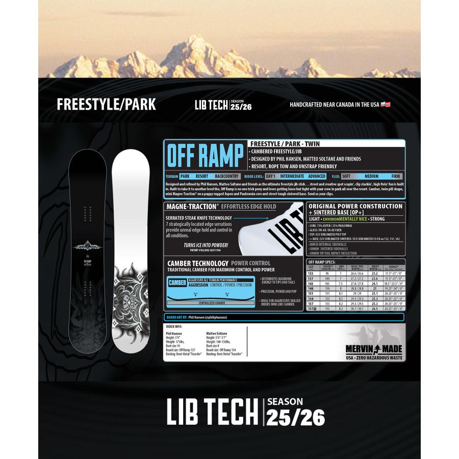 LIB TECH 早期購入 LIBTECH リブテック スノーボード 板 ユニセックス OFF RAMP ムラサキスポーツ 25-26モデル ...