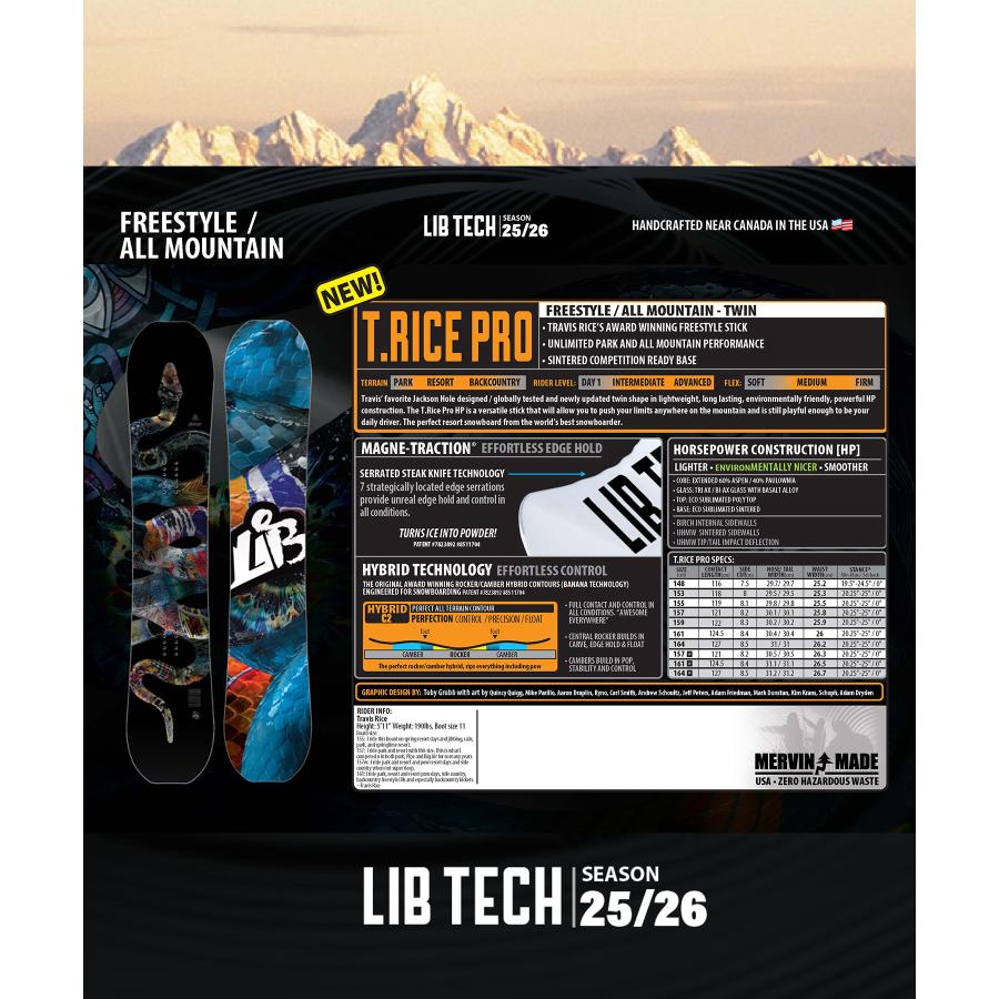 LIB TECH（リブテック） スノーボード 板 メンズ T.RICE PRO トラビス