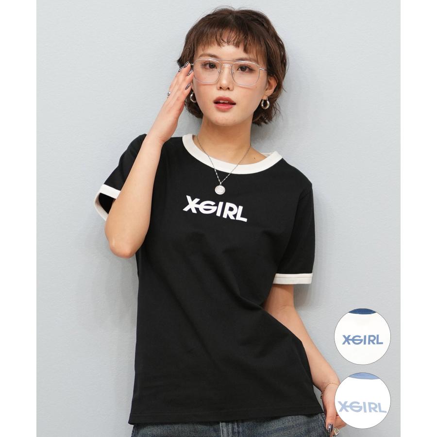 ボ*ン様 【新品未着用】NEW NUMBER GIRL Tシャツ ブラック XL X-girl（エックスガール） 半袖 Tシャツ レディース リンガーシャツ