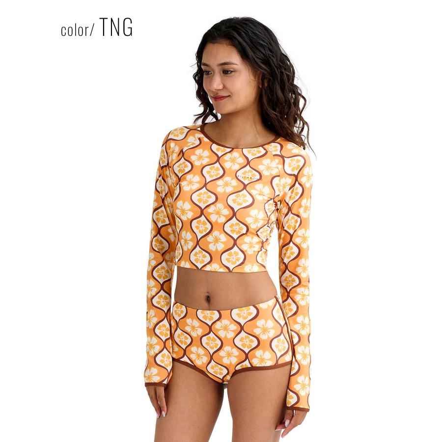 ★新品/定価5.2万★ giabs リボン総柄スイムウェア S BILLABONG（ビラボン） 水着 セット レディース 長袖 ラッシュガード