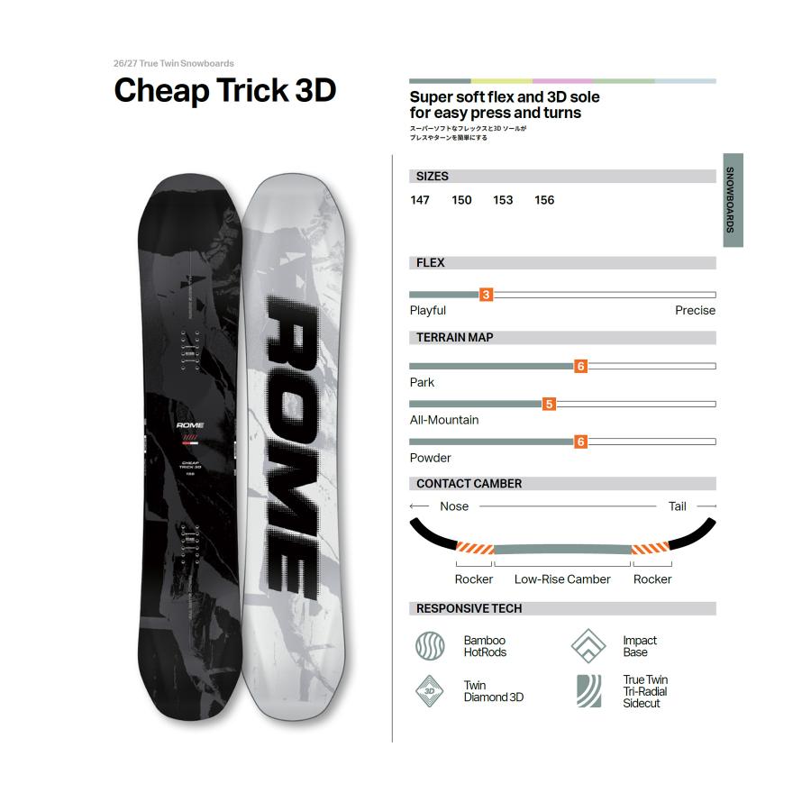 ROME SDS ローム チープトリック 3D CHEAPTRICK スノーボード 板