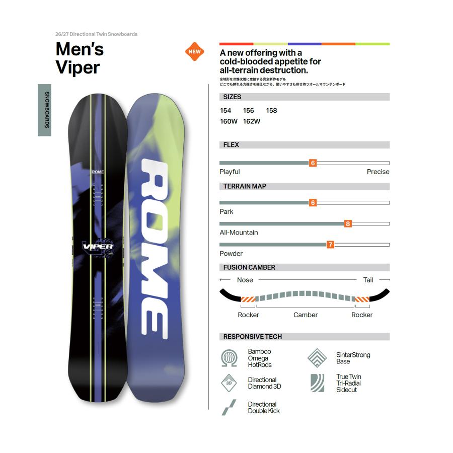 ROME SDS ローム メンズ ヴァイパー MEN'S VIPER スノーボード 板