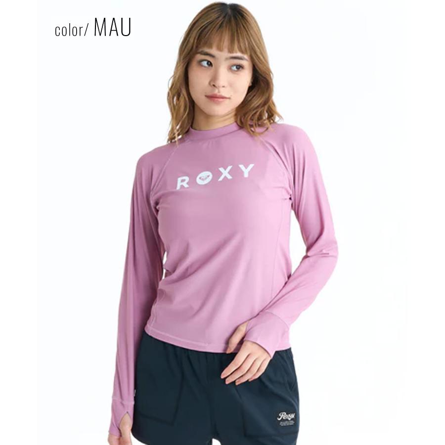 roxy レディース　水着セット　ラッシュガード　紫　M ROXY（ロキシー） 水着 ラッシュガード 長袖 Tシャツ ロンT レディース