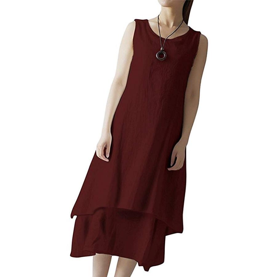 Monfutur モンフチュール ワンピース ノースリーブ マキシ丈 レイヤード レディース ワインレッド S Creyman Com