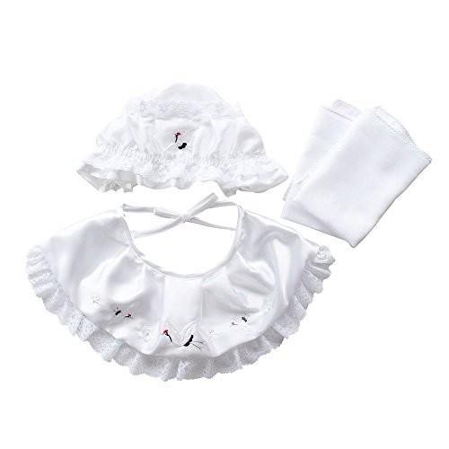 ガーゼハンカチ5枚付き 新生児赤ちゃんのお宮参り用 ベビーお帽子 よだれかけ セット 鶴刺繍 つる Fcekano Edu Ng