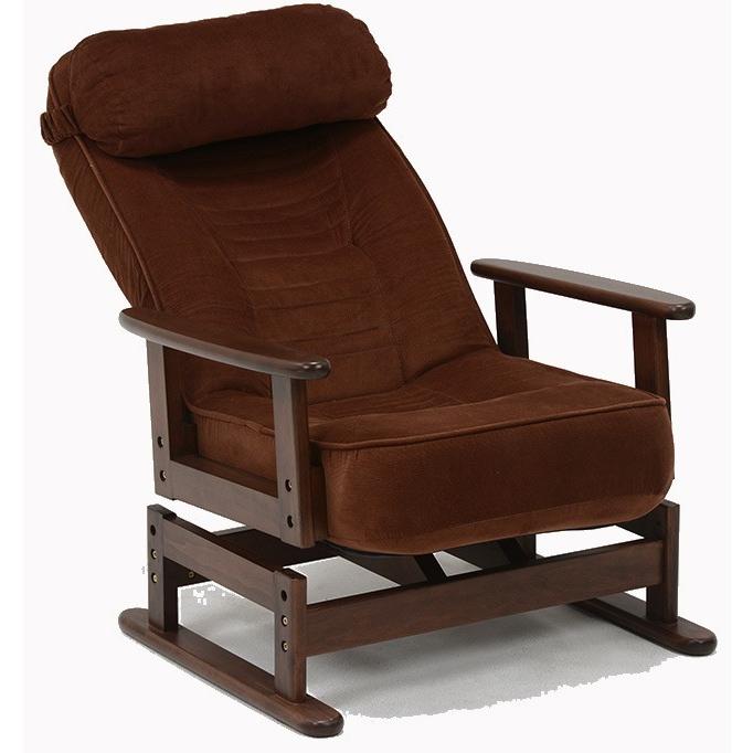 HAGiHARA 高座椅子 ブラウン LZ-4742BR リクライニング 回転式