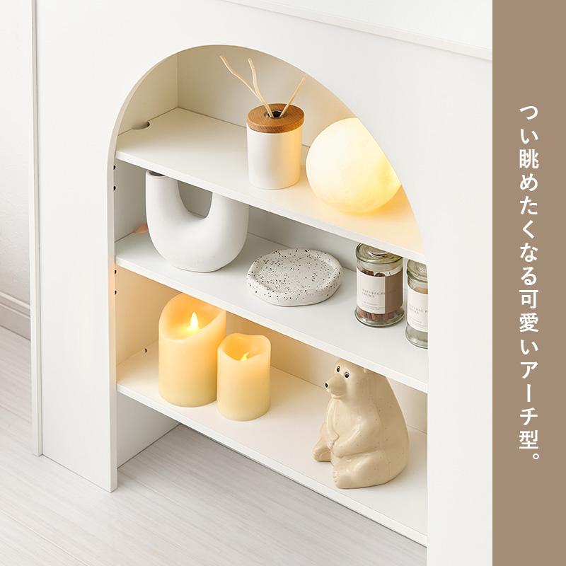 マントルピース 収納 棚 完成品 ラック 幅80 オープンラック 白 家具 飾り棚 おしゃれ ディスプレイラック 収納棚 スリム 小物収納棚 ホワイト 韓国風_4