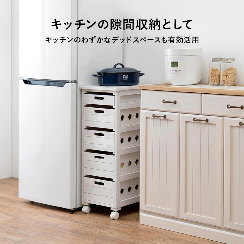 HAGiHARA（萩原） キッチンワゴン キャスター付き タイル天板 すき間