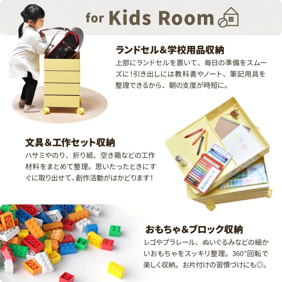 360回転ワゴン 4段 キッチンワゴン キャスター付き リビング収納 韓国スタイル ポップ 角型 プラスチック トロリーワゴン ラック ワゴン サイドワゴン_15